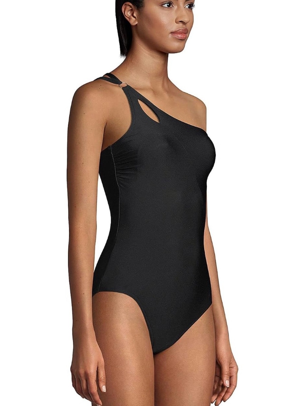 Lands' End Women’s Chlorine Resistant One-Shoulder Cutout One-Piece Swimsuit 4L